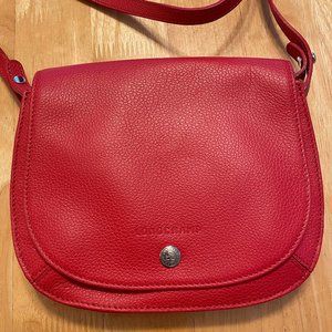 Longchamp Le Foulonne Red Leather Crossbody Bag